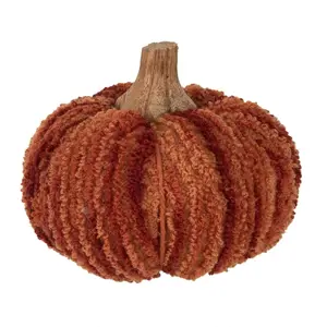 Tmavě cihlová látková dekorace dýně Pumpkin M - Ø 12*10 cm  Clayre & Eef