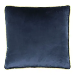 Produkt Tmavě modrý sametový polštář obšitý krouceným zlatým provázkem Velvet - 45*10*45cm Mars & More