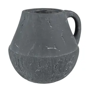 Produkt Tmavě šedý dekorativní obal na květináč s uchem Édith L - 23*23*21 cm Clayre & Eef