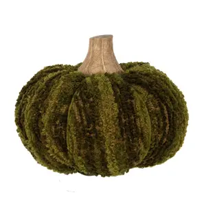 Tmavě zelená látková dekorace dýně Pumpkin M - Ø 12*10 cm Clayre & Eef