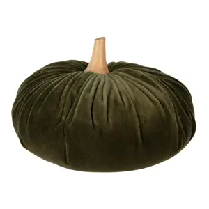 Tmavě zelená látková dekorace dýně Pumpkin XXL - Ø 25*16 cm  Clayre & Eef