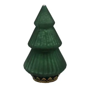 Tmavě zelený skleněný dekorační svítící stromek LED Tree - Ø 13*23 cm  Clayre & Eef