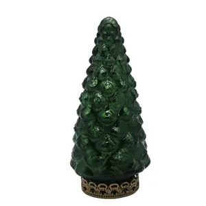 Produkt Tmavě zelený skleněný dekorační svítící stromek LED Tree - Ø  8*16 cm Clayre & Eef