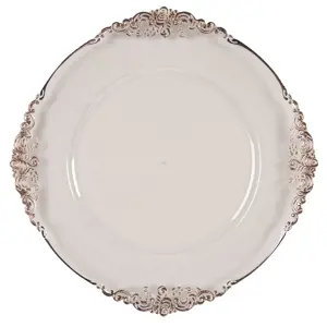 Transparentní servírovací talíř s měděným okrajem a zdobením - Ø 35*2 cm Clayre & Eef