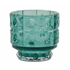 Tyrkysový skleněný svícen Bobbi turquoise - Ø 9*8,5 cm Light & Living