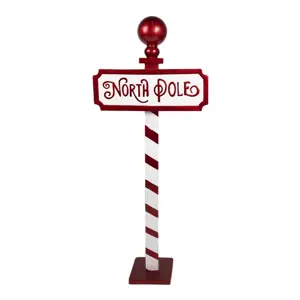 Vánoční dekorace cedule na noze North Pole - 46*18*110 cm Clayre & Eef