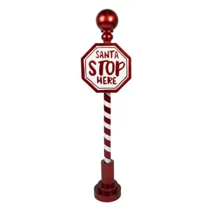 Produkt Vánoční dekorace cedule na noze Santa Stop Here - 26*16*107 cm Clayre & Eef