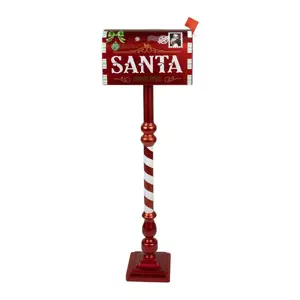 Produkt Vánoční dekorace červená schránka na noze Santa - 33*18*99 cm Clayre & Eef