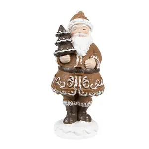 Produkt Vánoční dekorace figurka perníkový Santa se stromkem - 3*3*8 cm  Clayre & Eef