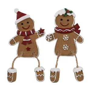 Vánoční dekorace perníčci Gingerbread - 7*2*13/6*2*12 cm Clayre & Eef