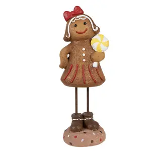 Vánoční dekorace Perníček Gingerbread dívka s lízátkem - 10*8*23 cm Clayre & Eef