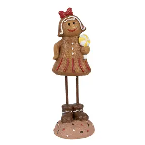 Vánoční dekorace Perníček Gingerbread dívka s lízátkem - 7*7*18 cm Clayre & Eef