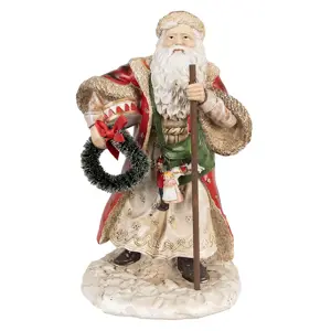 Vánoční dekorace Santa Claus s věncem - 16*14*25 cm Clayre & Eef