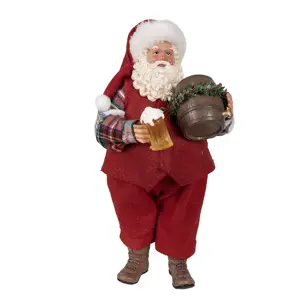 Vánoční dekorace Santa Claus se soudkem piva - 16*8*28 cm Clayre & Eef