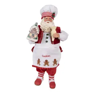 Vánoční dekorace Santa cukrář s perníkovou chaloupkou - 16*8*28 cm Clayre & Eef
