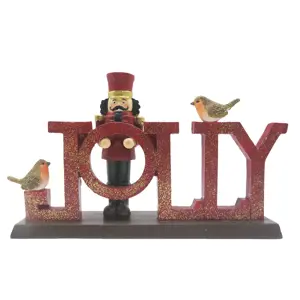 Produkt Vánoční dekorace socha Louskáček s nápisem Jolly - 18*4*11 cm Clayre & Eef