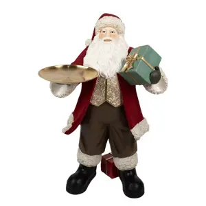 Produkt Vánoční dekorace socha Santa Claus s podnosem a dárkem - 56*50*91 cm Clayre & Eef