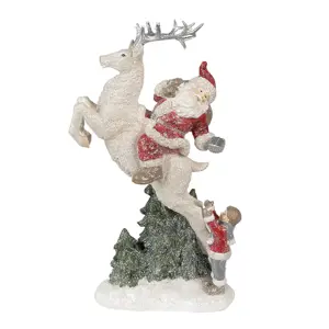 Produkt Vánoční dekorace socha Santa na jelínkovi - 19*10*33 cm Clayre & Eef