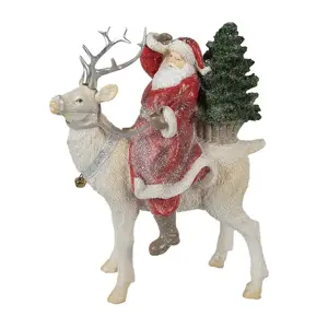 Produkt Vánoční dekorace socha Santa na sobíkovi - 20*11*26 cm Clayre & Eef