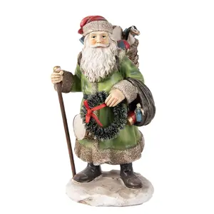 Produkt Vánoční dekorace socha Santa s nůší dárků - 12*10*20 cm Clayre & Eef