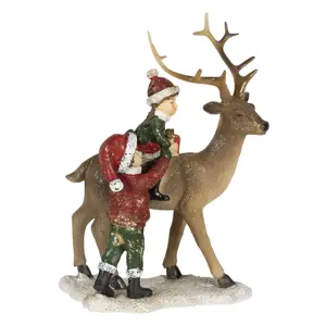Produkt Vánoční dekorativní soška jelena s dětmi - 15*9*22 cm Clayre & Eef