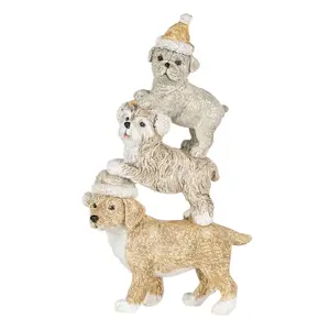 Produkt Vánoční dekorativní soška psů s čepicemi - 10*4*18 cm Clayre & Eef
