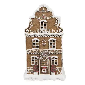 Vánoční perníková chaloupka s Led světýlky Gingerbread House - 12*10*21 cm Clayre & Eef