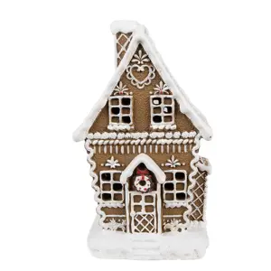 Vánoční perníková chaloupka s Led světýlky Gingerbread House - 13*10*21 cm Clayre & Eef