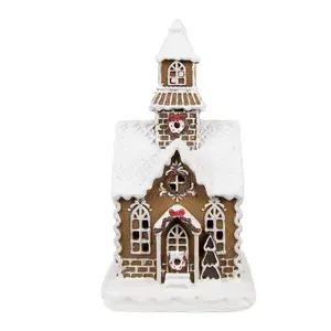 Vánoční perníková chaloupka s Led světýlky Gingerbread House - 13*11*25 cm Clayre & Eef