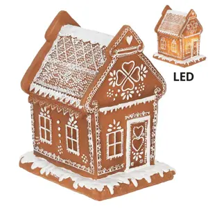 Vánoční perníková chaloupka s Led světýlky Gingerbread House - 15*12*17cm/  3*AAA Clayre & Eef