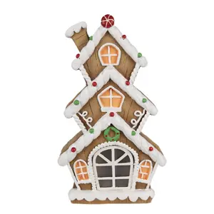 Vánoční perníková chaloupka s Led světýlky Gingerbread House - 24*11*41 cm Clayre & Eef