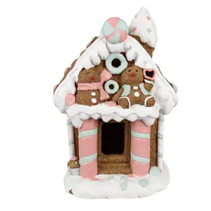 Vánoční perníková chaloupka s Led světýlky Gingerbread House - 26*20*37 cm Clayre & Eef