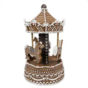 Vánoční perníkový hrací koloroč Gingerbread Carousel - Ø 12*22 cm Clayre & Eef