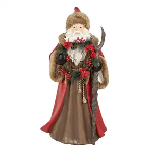 Veliká vánoční dekorace Santa Claus v plášti a Led světýlky - 65*49*122 cm Clayre & Eef