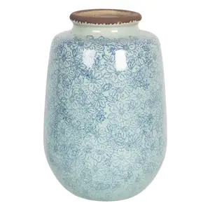 Produkt Velká vintage keramická váza s kvítky Bleues – Ø 17*26 cm Clayre & Eef