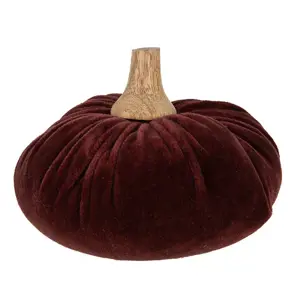 Vínová sametová dekorace dýně Pumpkin L - 15*12 cm  Clayre & Eef