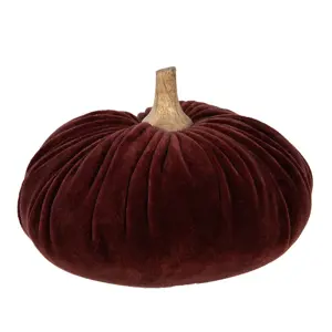 Vínová sametová dekorace dýně Pumpkin XL - Ø 20*14 cm  Clayre & Eef