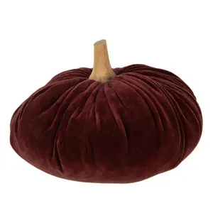 Vínová sametová dekorace dýně Pumpkin XXL - Ø 25*16 cm  Clayre & Eef