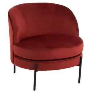 Produkt Vínové sametové kulaté křeslo Lounge chair Jammy Red - 71*67*66cm J-Line by Jolipa