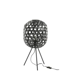 Vyplétaná černá stojací lampa Bambo z bambusových listů - Ø 29*59,5 cm J-Line by Jolipa