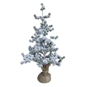 Zasněžený vánoční cedrový stromek v jutě Cedar snow - 80cm Chic Antique