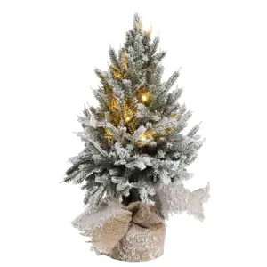 Produkt Zasněžený vánoční stromek v jutě se světýlky - Ø 17*45cm J-Line by Jolipa