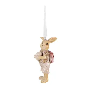Produkt Závěsná dekorace králičí chlapec s vajíčkem a brašnou- 4*4*11 cm Clayre & Eef