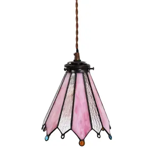 Produkt Závěsná lampa Tiffany Flowerbell pink - 18*15*115 cm E14/max 1*25W Clayre & Eef