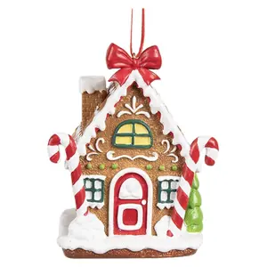 Závěsná ozdoba perníková chaloupka Gingerbread House - 7*5*9 cm Clayre & Eef