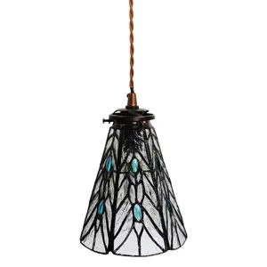 Produkt Závěsná Tiffany lampa modré kamínky BlueEye - Ø 15*115 cm E14/max 1*25W Clayre & Eef