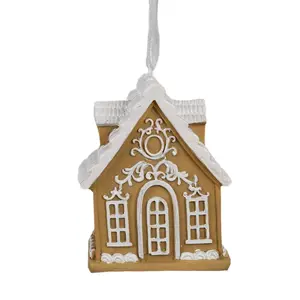 Závěsná vánoční ozdoba perníková chaloupka Gingerbread House - 6*4*7 cm Clayre & Eef