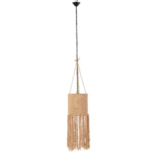 Produkt Závěsné bavlněné béžové světlo Macrame - Ø26*76cm J-Line by Jolipa