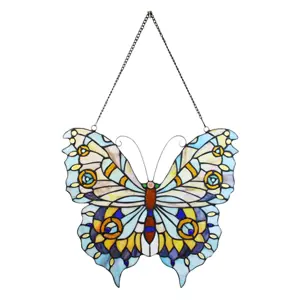 Produkt Závěsný Tiffany  panel motýl Butterfly Blue - 40*60 cm Clayre & Eef