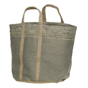 Zelená košíková jutová taška Basket Bag - 40*40*40/ 60 cm Chic Antique